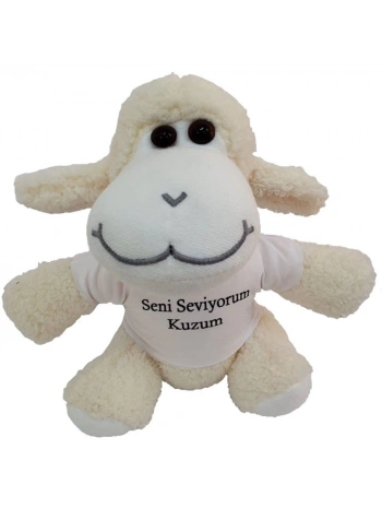 Seni Seviyorum Kuzum Tişörtlü Peluş Kuzu