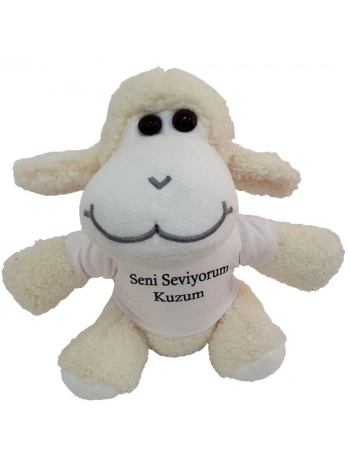 Seni Seviyorum Kuzum Tişörtlü Peluş Kuzu