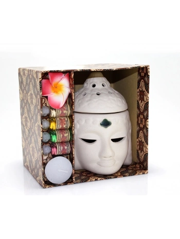 Seramik Buda Büstü Buhurdanlık Seti No:03