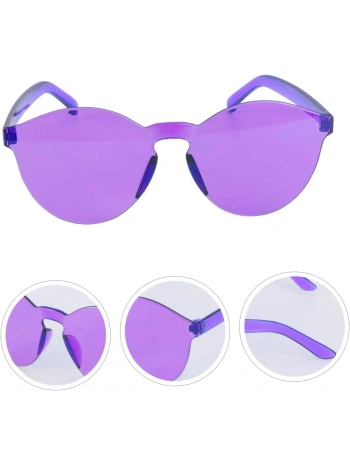 Sert Mika Oval Şekilli Çerçevesiz Mor Gözlük Retro Parti 5x14 Cm