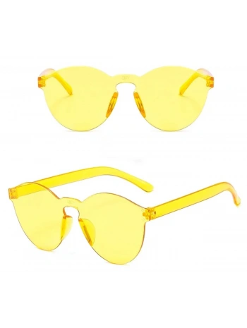 Sert Mika Oval Şekilli Çerçevesiz Sarı Gözlük Retro Parti 5x14 Cm