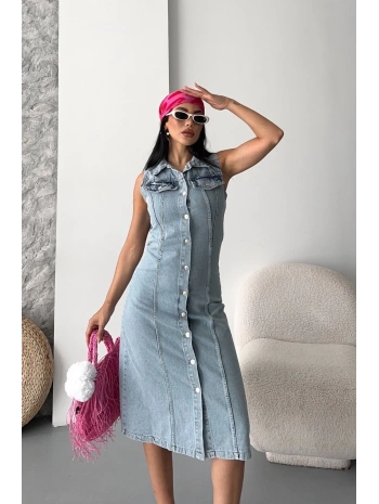 Sıfır kol kar yıkama tunik ceket mavi d2520