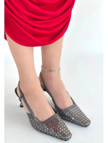 Sione Platin Cilt Topuklu Ayakkabı