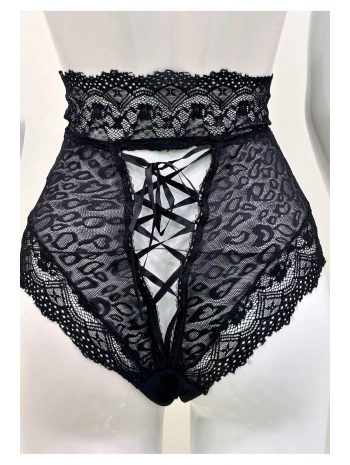 Siyah Dantelli Yüksek Bel Külot Venüs-k1013