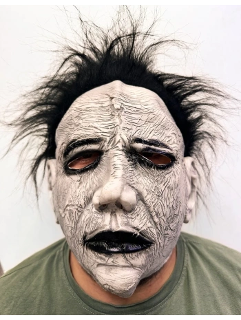 Siyah Saçlı Michael Myers Lateks Yüze Tam Yapışan Et Maske Korku Maskesi
