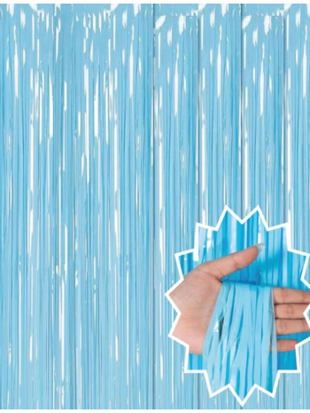 Soft Mavi Püsküllü Kapı Perdesi - Parti, Baby Shower, Sünnet Süsü, Cinsiyet Partisi 1x2 M