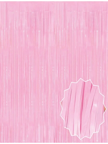 Soft Pembe Püsküllü Kapı Perdesi - Parti, Baby Shower, Cinsiyet Partisi 1x2 M