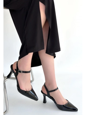 Suden Siyah Rugan Topuklu Ayakkabı