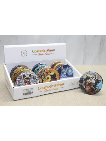 Kedi Taşlı El Aynası Yuvarlak İnce Alk3760