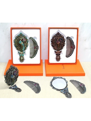 Tavuskuşu Katlanabilir Ayna Ve Tarak Seti Orta Boy Alk4983