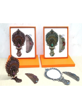 Tavuskuşu Katlanabilir Ayna Ve Tarak Seti Orta Boy Alk4984