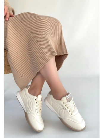 Tawen Bej Cilt Bağcıklı Spor Ayakkabı