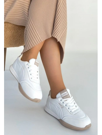 Tawen Beyaz Cilt Bağcıklı Spor Ayakkabı