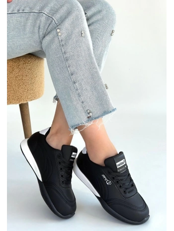 Tawen Siyah Cilt Bağcıklı Spor Ayakkabı