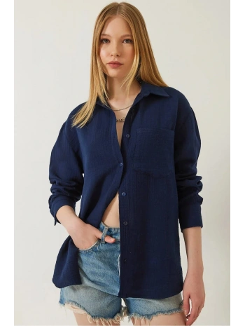 Tek cepli müslin gömlek lacivert pt