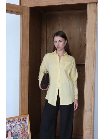 Tek cepli müslin gömlek sarı