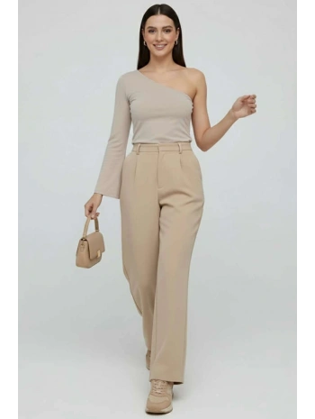 Tek Omuzlu Basic Bluz Vizon T4275