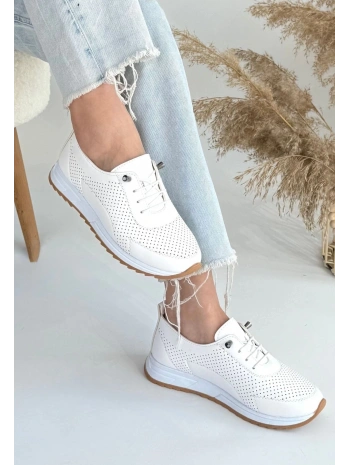 Tone Beyaz Cilt Bağcıklı Spor Ayakkabı