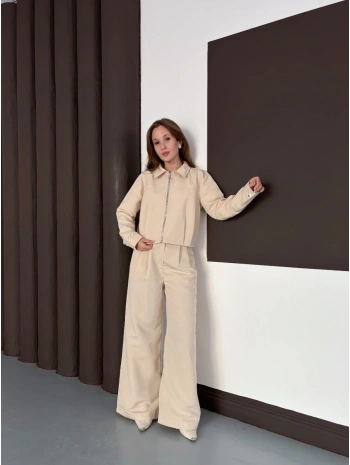 Trenç takım alt üst bej ons