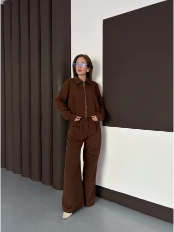 Trenç takım alt üst kahve ons