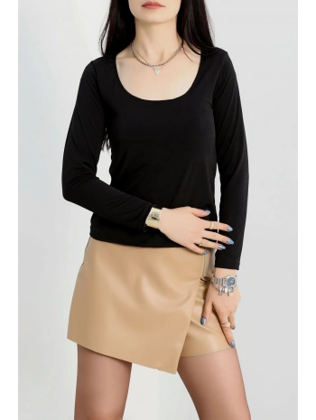 U yaka kaşkorse bluz siyah A132
