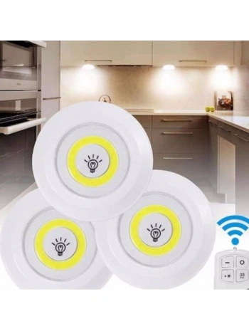 Uzaktan Kumandalı 3 Lü Spot Led Lamba Kablosuz Pilli Işıldak