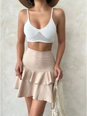 Valonlu fırfırlı etek s24681