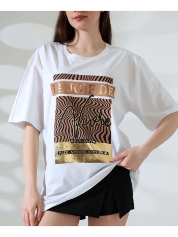 Varak çizgili Oversize tişört