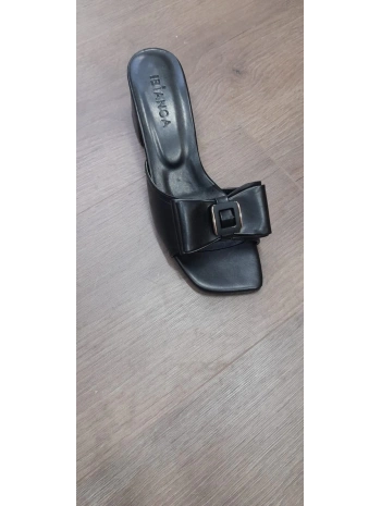 Veor Siyah Cilt Topuklu Terlik