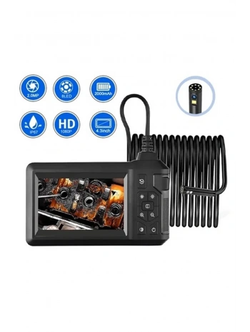 Vtn-008 Ekranlı Çift Kameralı 10 Mt Sert Kablo Yılan Endoskop Kamera 8 Mm 4.3 Inc