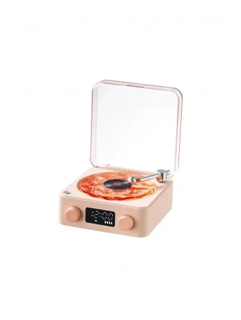 Waves Nostalji Plak Görünümlü Bluetooth Hoparlör 3d Ses Dalgası Retro Müzik Plak Pembe