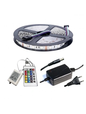 Winboss 5mt Rgb Şerit Led Slikonlu Adaptör Uzaktan Kumanda Tak Çalıştır