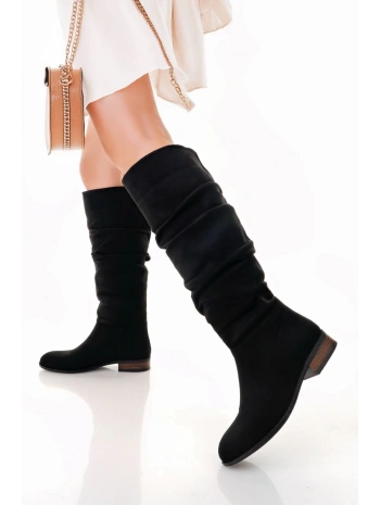 Winda Siyah Süet Körüklü Çizme