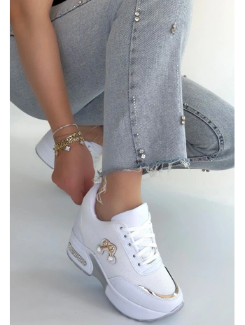 Wody Beyaz Cilt Simli Bağcıklı Spor Ayakkabı