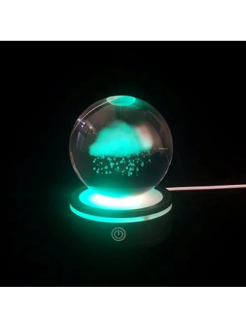 Yağmur Bulutu Tasarımlı Usb&039li Dönen Cam Küre