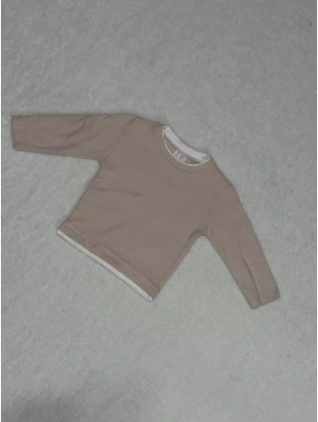 Yaka ve bel biyeli sweatshirt pudra