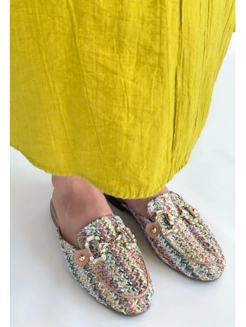 Yenda Renkli Dokumalı Terlik