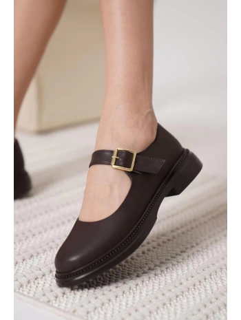 Yokox Kahverengi Cilt Oxford Ayakkabı