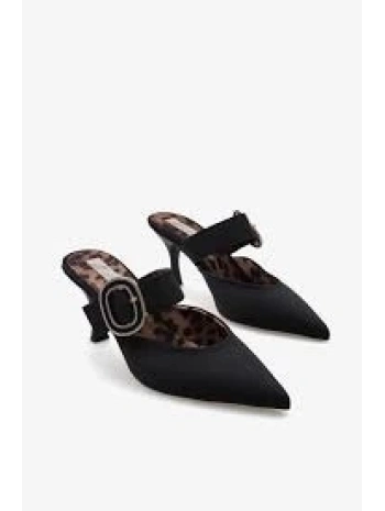 Yote Siyah Saten Topuklu Terlik