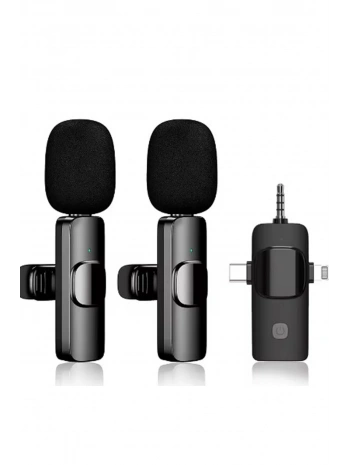 Yüksek Kalite Profesyonel 3 In 1 Kablosuz Taşınabilir Yaka Mikrofonu Youtube Facebook Tiktok