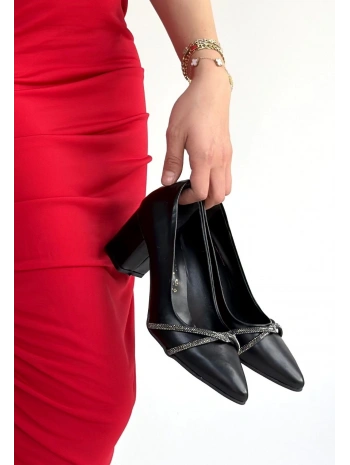 Zenta Siyah Cilt Topuklu Ayakkabı