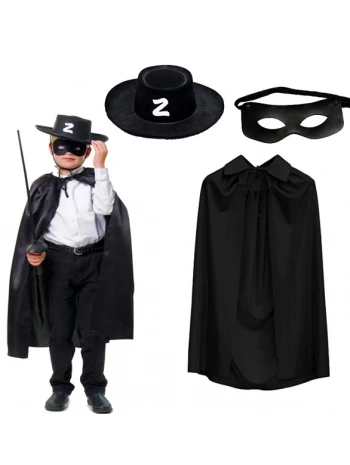 Zorro Pelerini Şapkası Ve Maske Seti Çocuk Boy