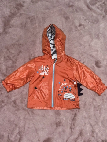 1-5 yaş erkek çocuk kapşonlu baskılı astarlı mont turuncu