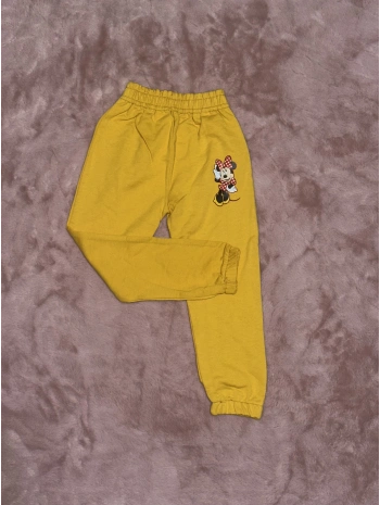 3-9 yaş kız çocuk tavşan baskılı paça lastikli eşofman hardal