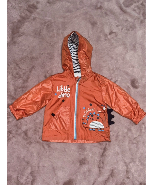 1-5 yaş erkek çocuk kapşonlu baskılı astarlı mont turuncu