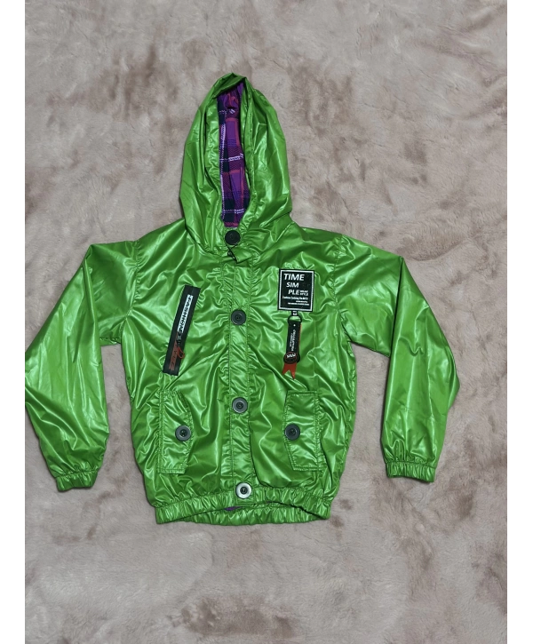 2-8 yaş arası erkek çocuk kapşonlu astarlı mont yağmurluk bennetton yeşil