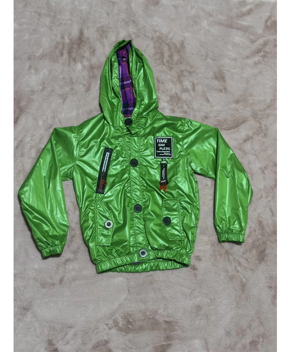 2-8 yaş arası erkek çocuk kapşonlu astarlı mont yağmurluk bennetton yeşil