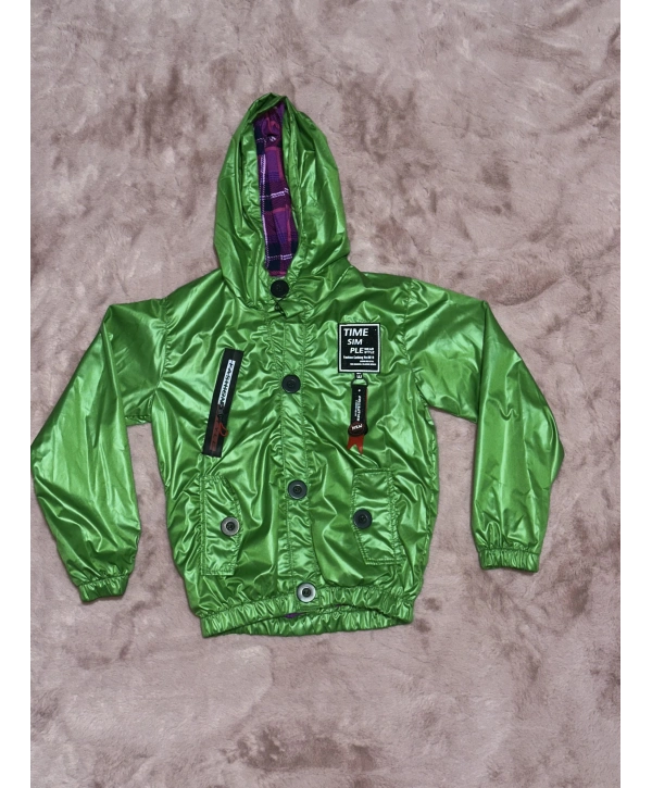 2-8 yaş arası erkek çocuk kapşonlu astarlı mont yağmurluk bennetton yeşil