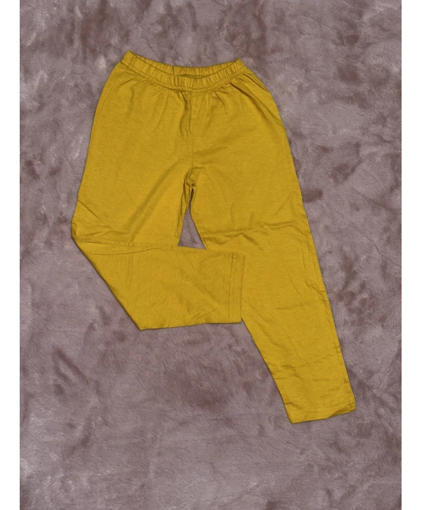 2-8 yaş erkek çocuk pijama beli lastikli düz renk hardal