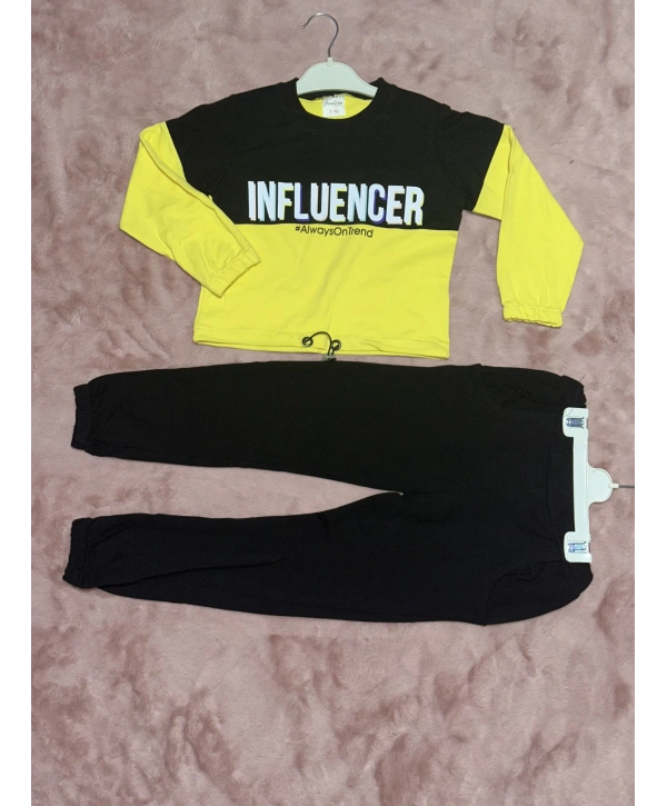 2-9 yaş beli lastikli ikili alt üst takım sarı siyah